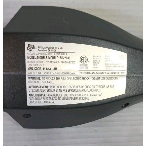 Dirt Devil SD22030 Vacuum Main Unit w/ Motor & Power Cord – Tested & Working - Picture 5 of 5